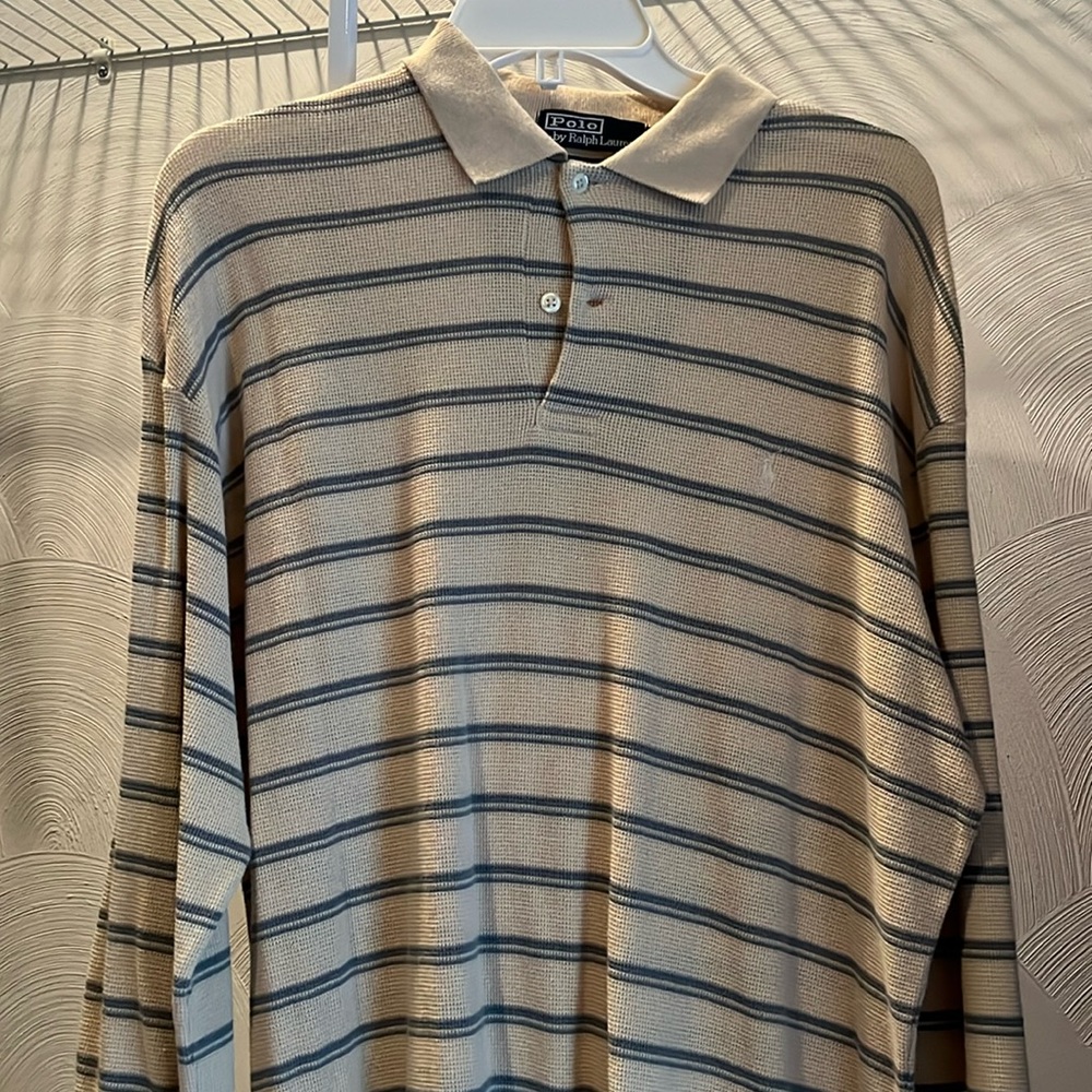 POLO RALPH LAUREN. Striped long sleeve polo. Size medium